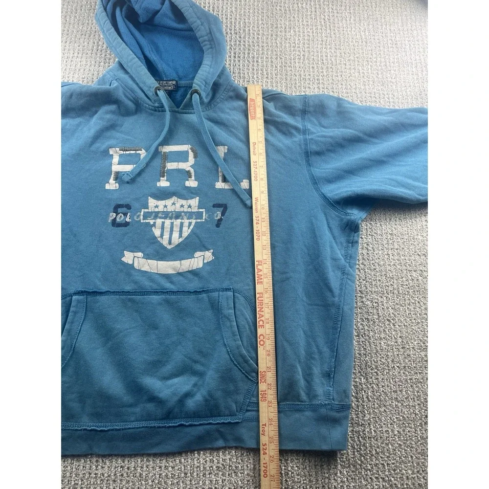 Vintage Polo Ralph Lauren Jean Co Hoodie Sweatshirt Blue Men's XL Boxy Fit